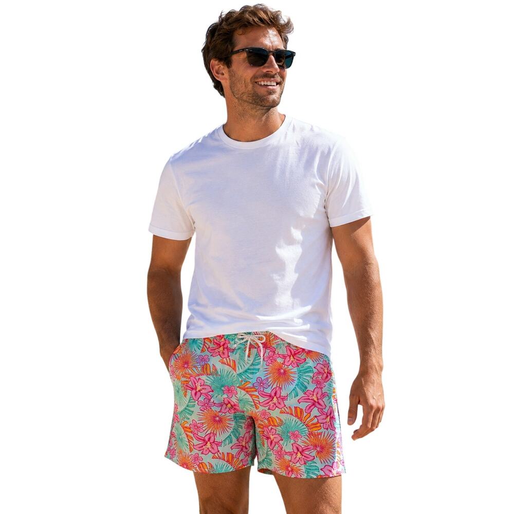Member’s Mark Men’s Large Tropical Floral Swim Trunks Laguna Lilies